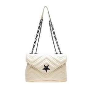 ISABELLA RHEA ITALIAN LEATHER QUILTED CREAM SHOULDER BAG